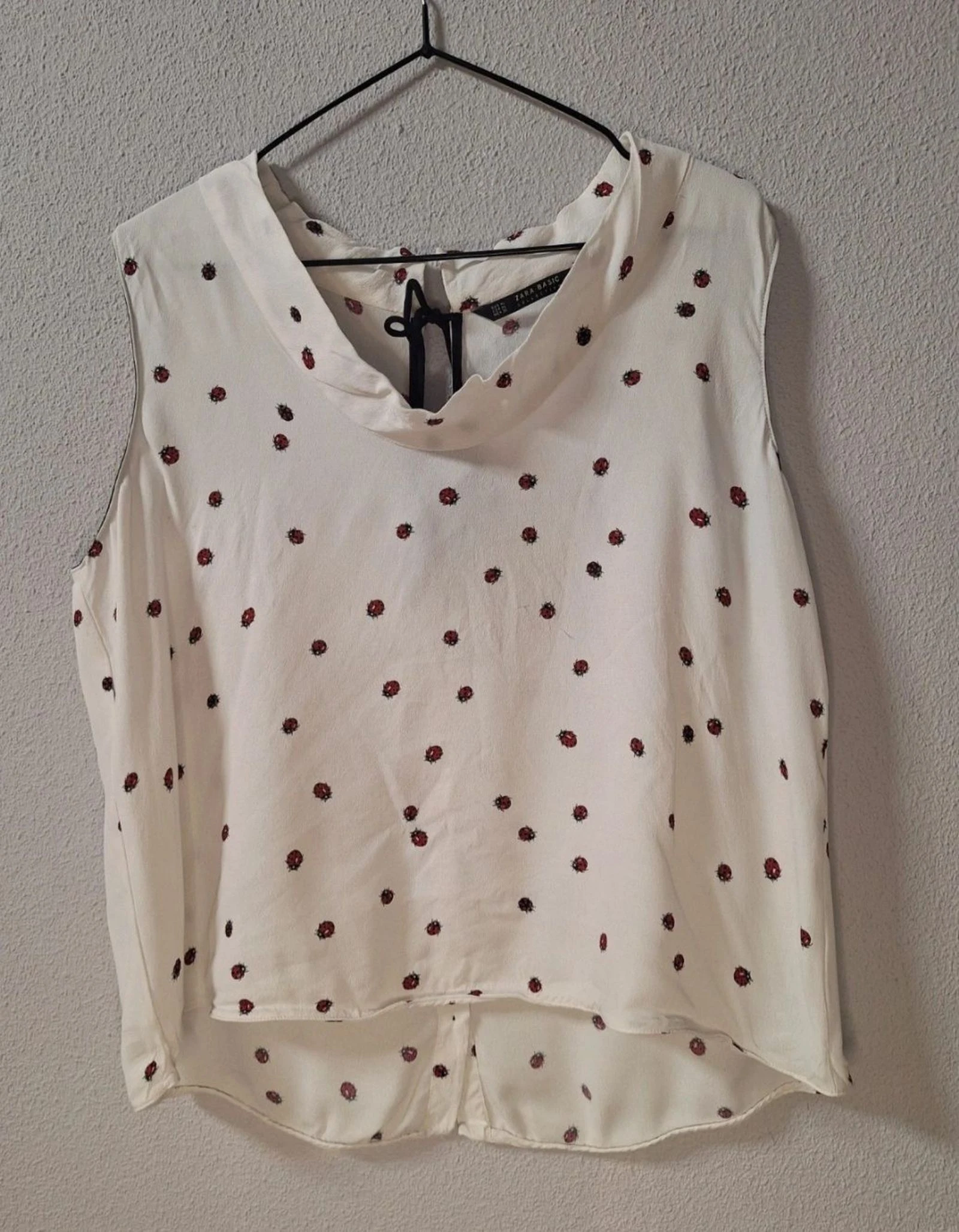 Zara BASIC sleeveless white ladybug print blouse Size XL – photo 6